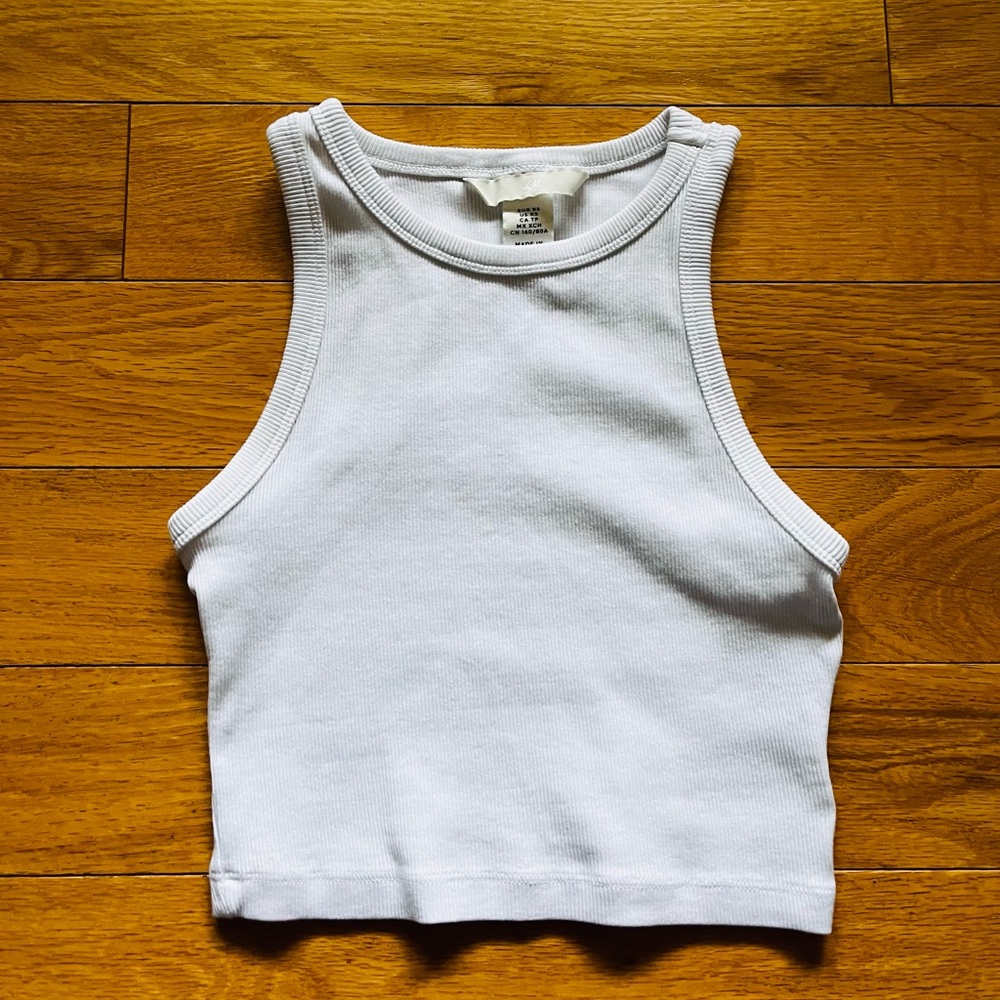 H&M Classic White Ribbed Tank Top